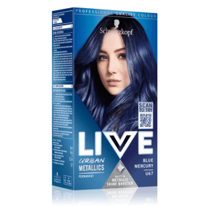 Vopsea de Par Permanenta, U67 Blue Mercury - Schwarzkopf Live Urban Metallics Intense Colour Permanent Built-in Metallic Shine Booster