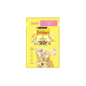 Pliculeț Friskies Junior hrana umeda cu pui in sos, pentru pisici 85g