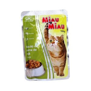 Miau Miau mancare pisici cu rata in sos la plic, 100 g