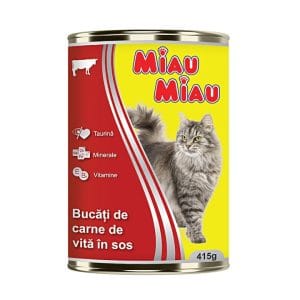Miau-Miau hrana umeda pentru pisici, Vita, Conserva 415g