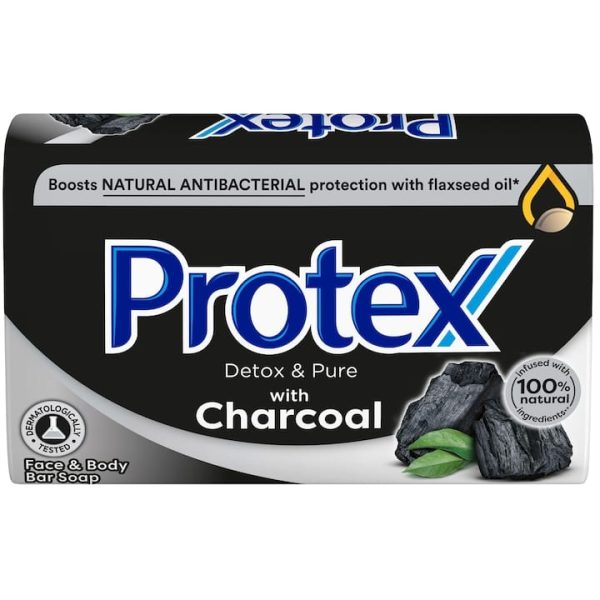Protex sapun solid Detox & Pure Charcoal cu ingredient natural antibacterian, 90G