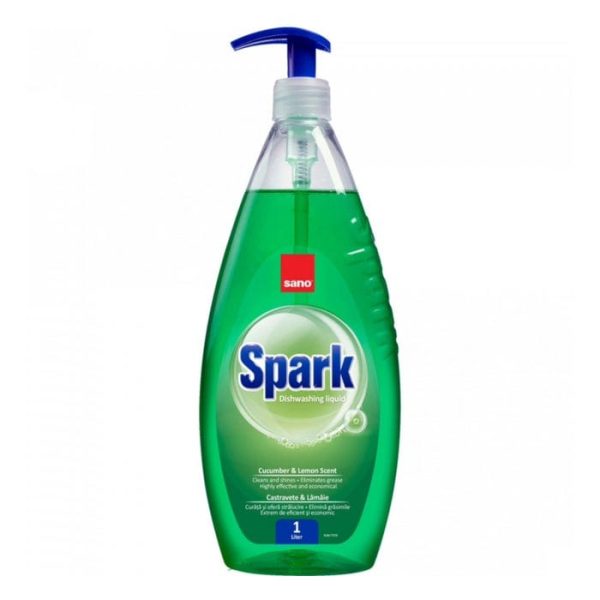 Sano detergent lichid pentru vase Spark, parfum castravete, 1L
