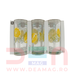 Set 6 pahare sticla, lemon, 270ML