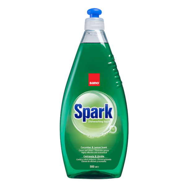 Sano detergent de vase Spark Castravete, 500ML
