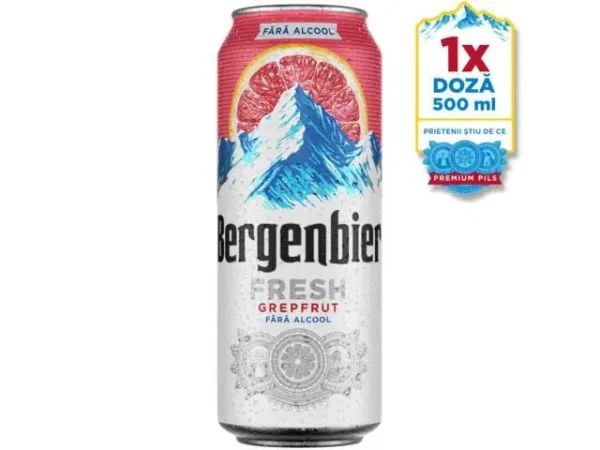 Bergenbier bere blonda fara alcool cu grapefruit, 0.5L