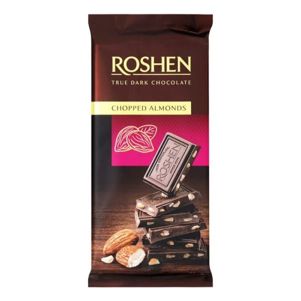 Roshen ciocolata neagra cu bucati de alune 85G