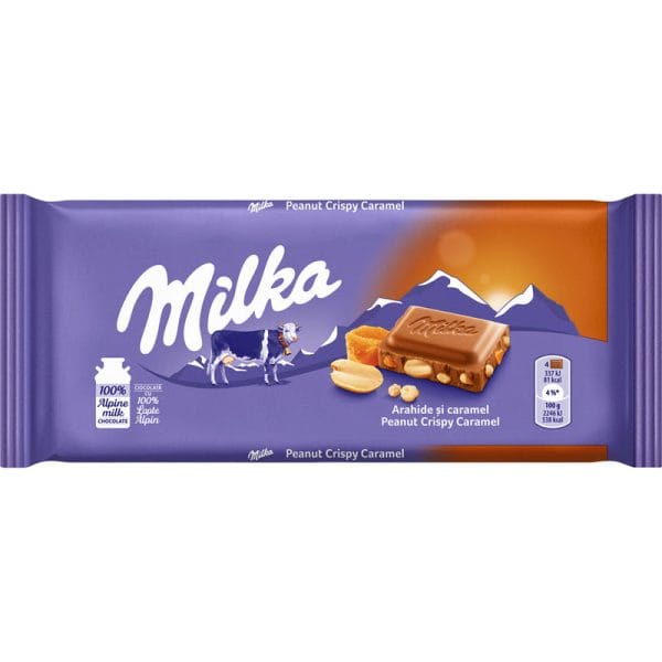Milka ciocolata cu arahide si caramel 90G