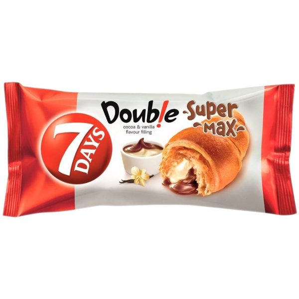 7Days croissant double super max cu crema de cacao si vanilie 110G