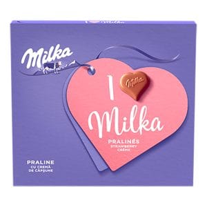 Milka praline cu cema de capsuni 110G