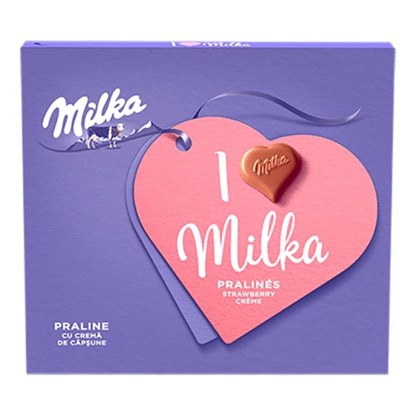 Milka praline cu cema de capsuni 110G