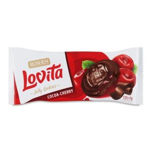 Roshen Lovita biscuiti cu ciocolata si jeleu de cirese135G