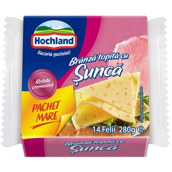 Hochland branza topita cu sunca, felii 280G