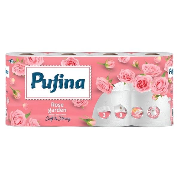 Pufina hartie igienica trandafiri 8 role